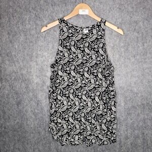 Old Navy Womens Black White Paisley Print Sleeveless Tank Top Size L  High Neck